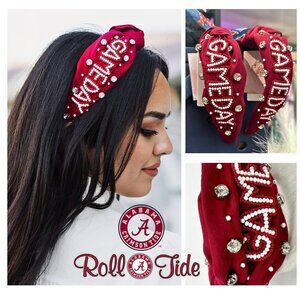 Alabama Roll Tide College Football Burgundy White Gameday Beaded Headband NEW
